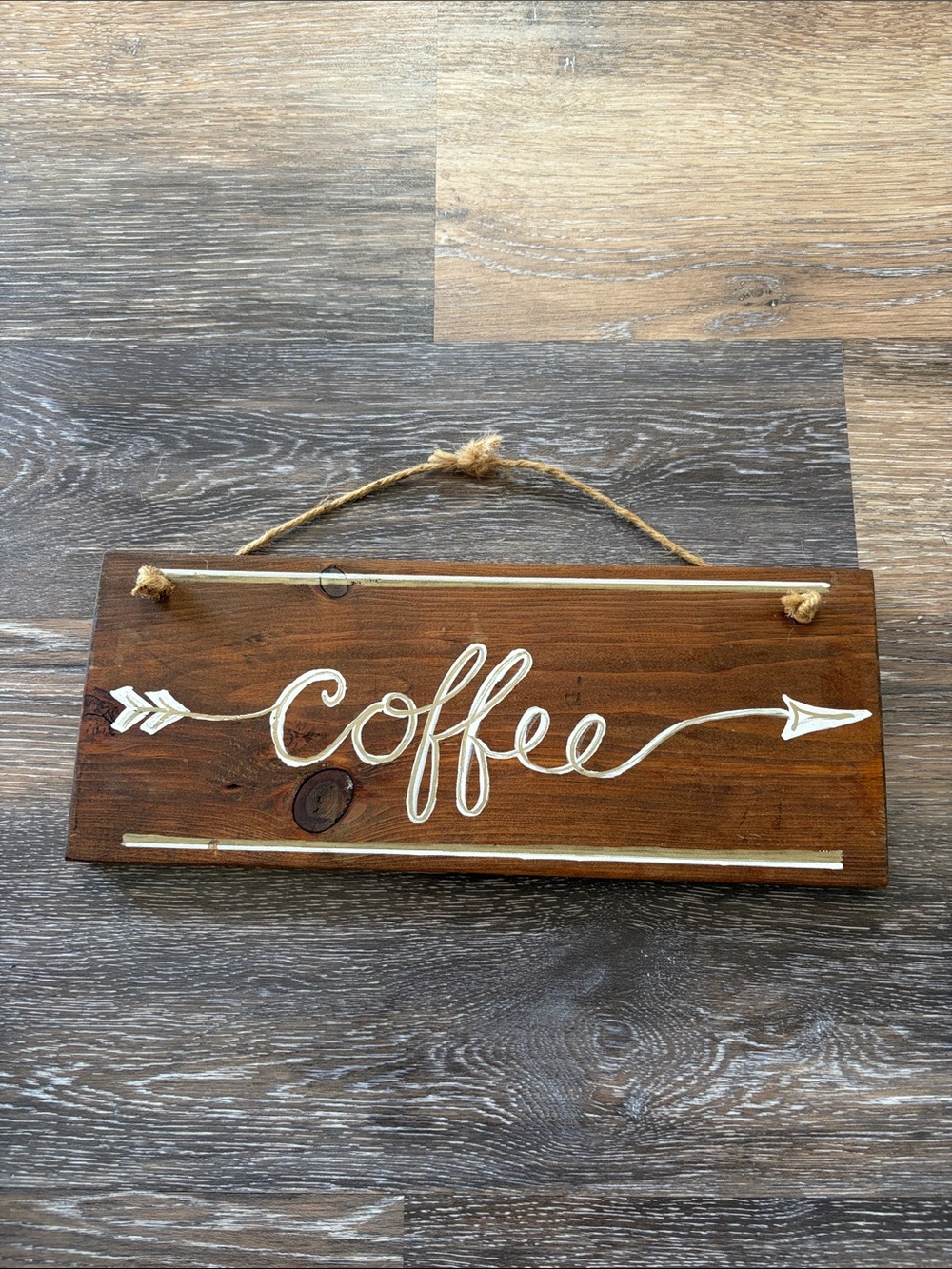 Coffee Wooden Wall Sign - Brown with White Lettering